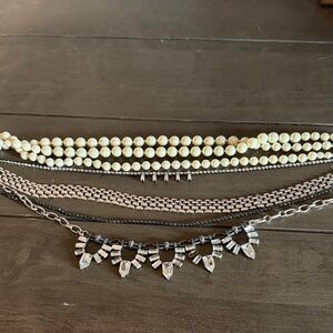 Stella & Dot Silver and Cream Layered Necklace Set